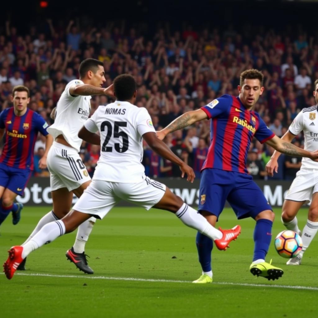 Real Madrid vs Barcelona tấn công mạnh mẽ