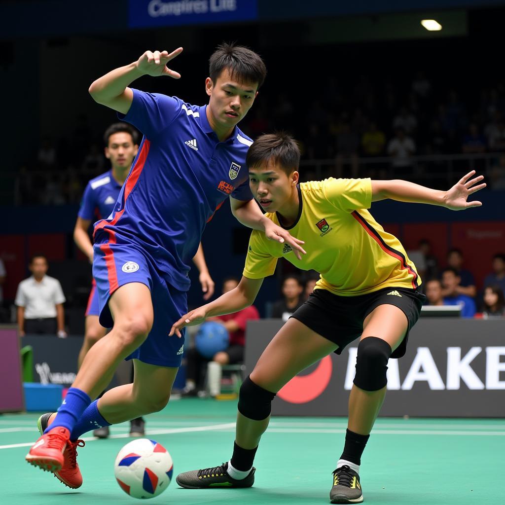 Thái Lan vs Malaysia tranh chấp bóng quyết liệt