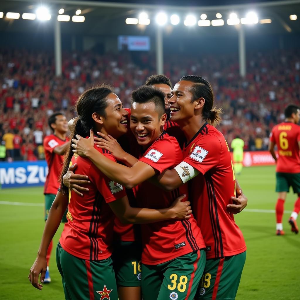 U19 Myanmar mừng chiến thắng