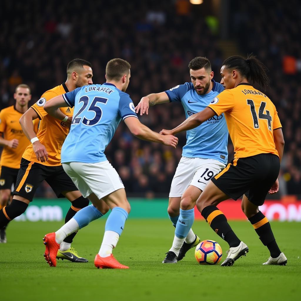 Wolverhampton phòng ngự chặt chẽ trước sức ép của Man City