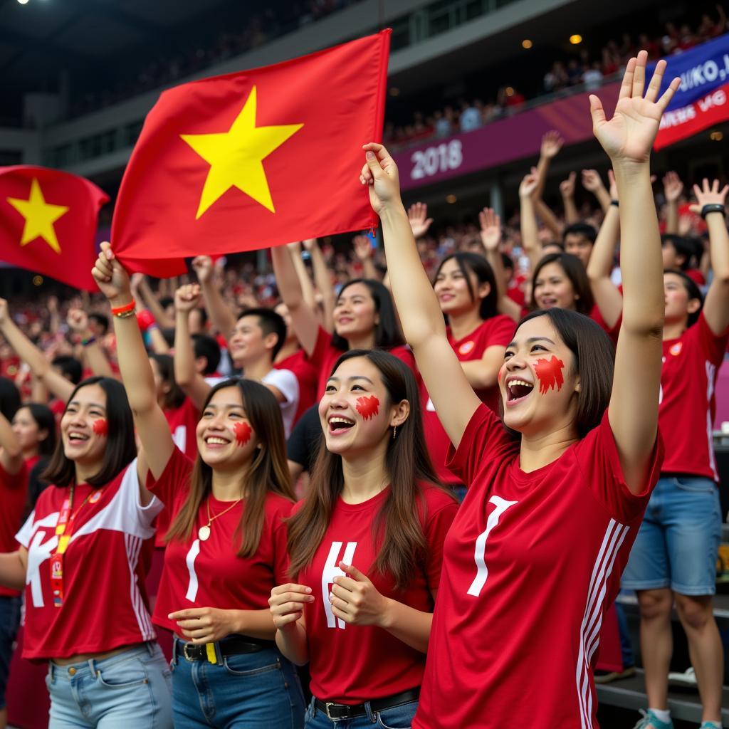 Cổ động viên cổ vũ Olympic Việt Nam tại Asiad 2018