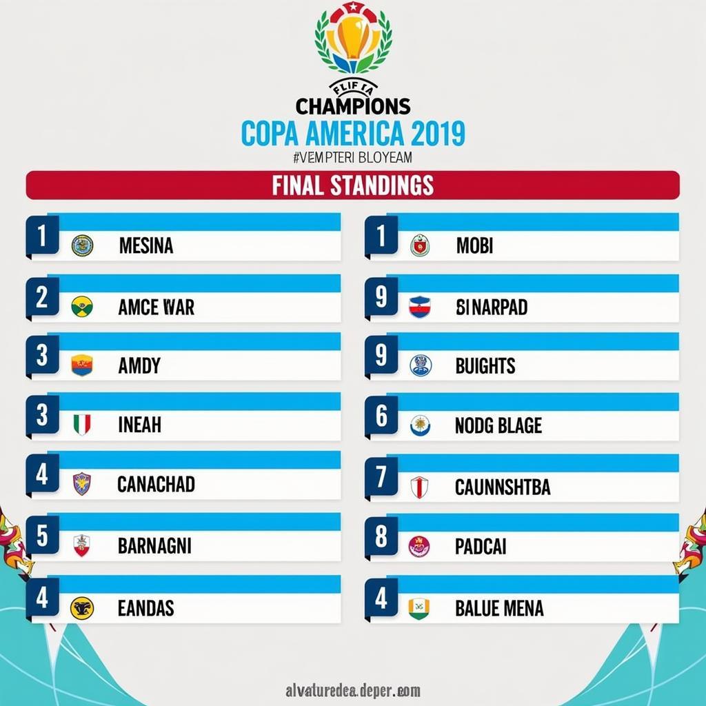 Bảng xếp hạng Copa America 2019