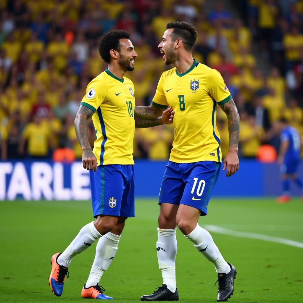 Coutinho và Neymar ăn mừng bàn thắng