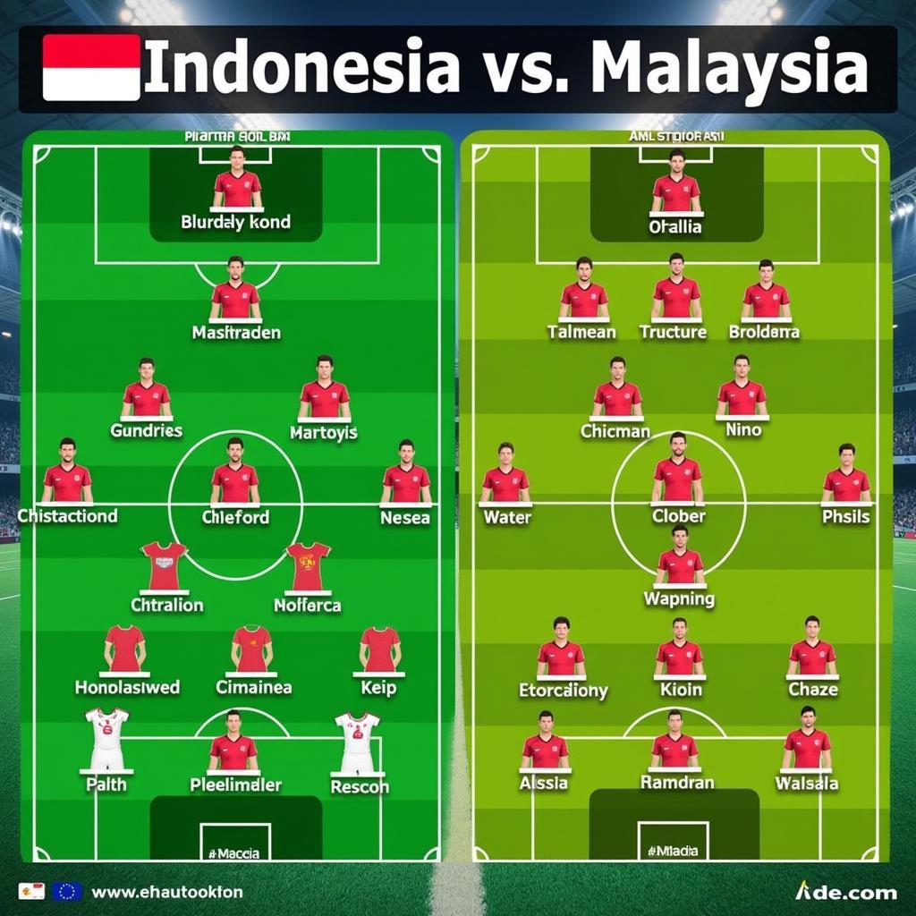 Đội hình ra sân Indonesia và Malaysia