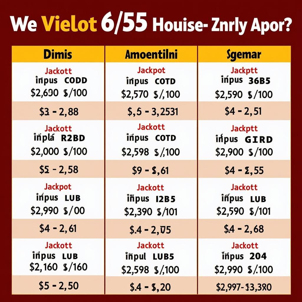 Giải thưởng Vietlott 6/55 hấp dẫn