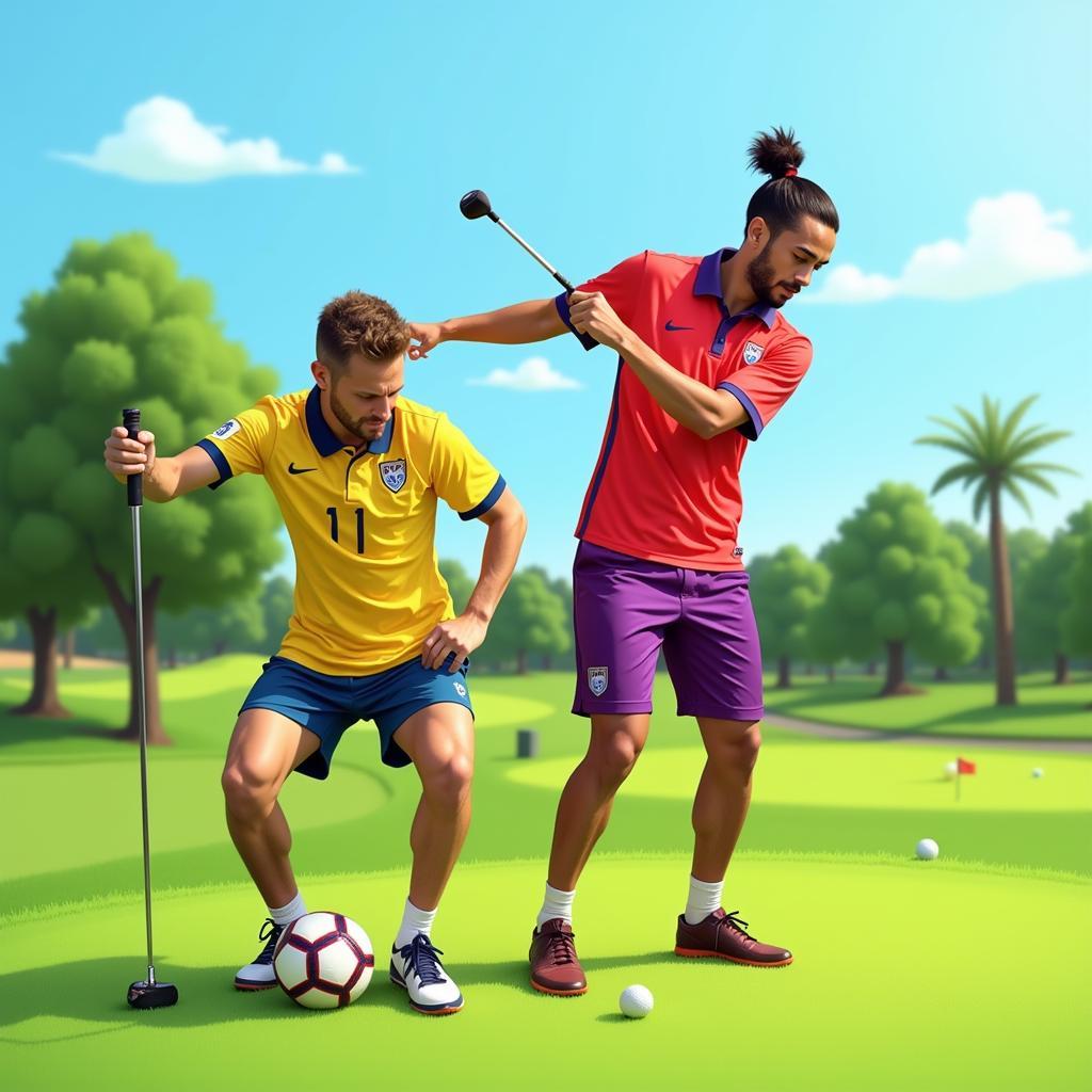 Hazard và Neymar chơi golf