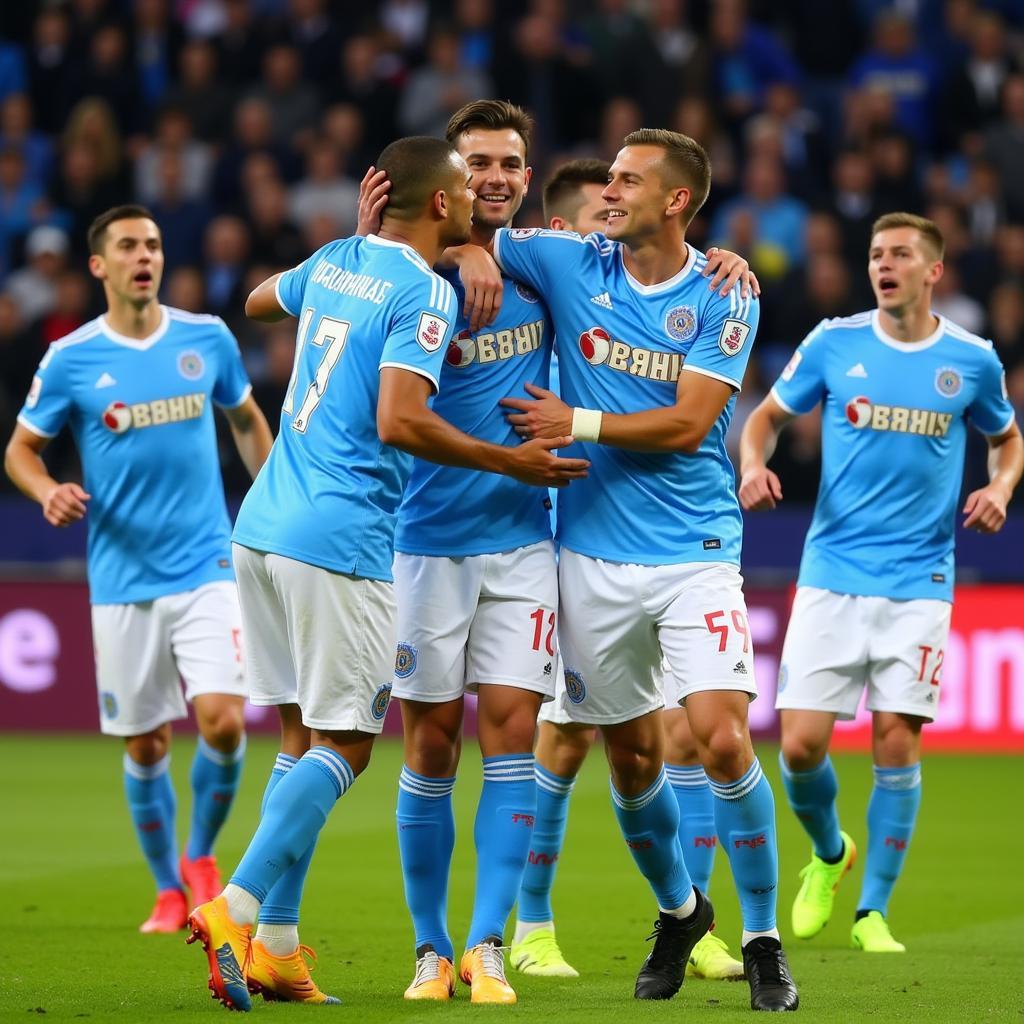 Zenit St. Petersburg players celebrating a goal