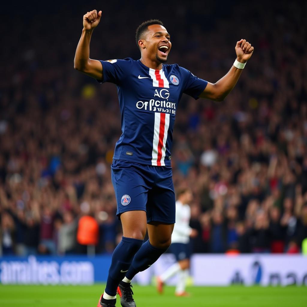 Mbappe ăn mừng bàn thắng cho PSG