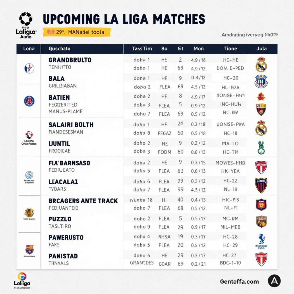 Lịch thi đấu La Liga: Các trận đấu sắp diễn ra