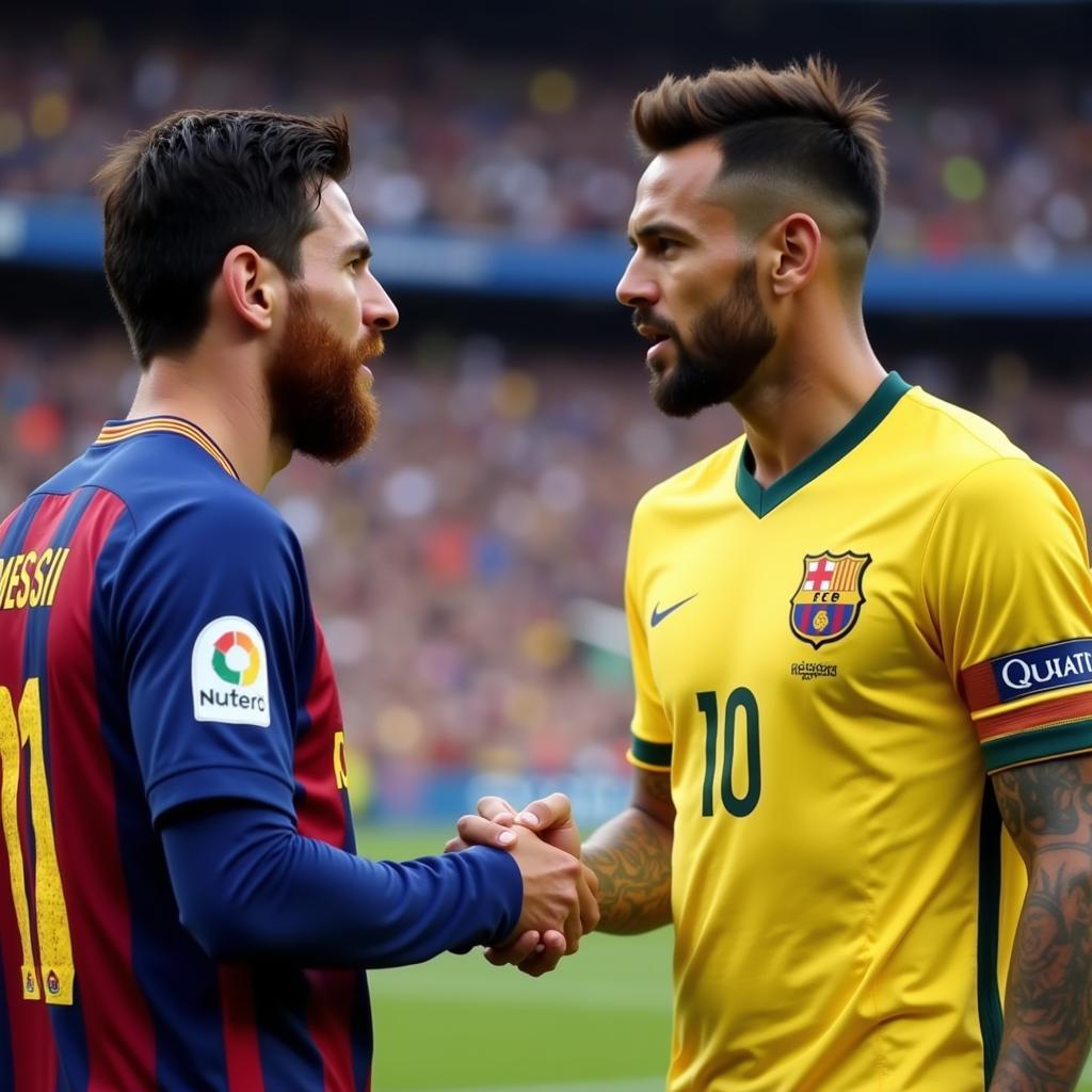 Messi và Neymar bắt tay sau trận đấu