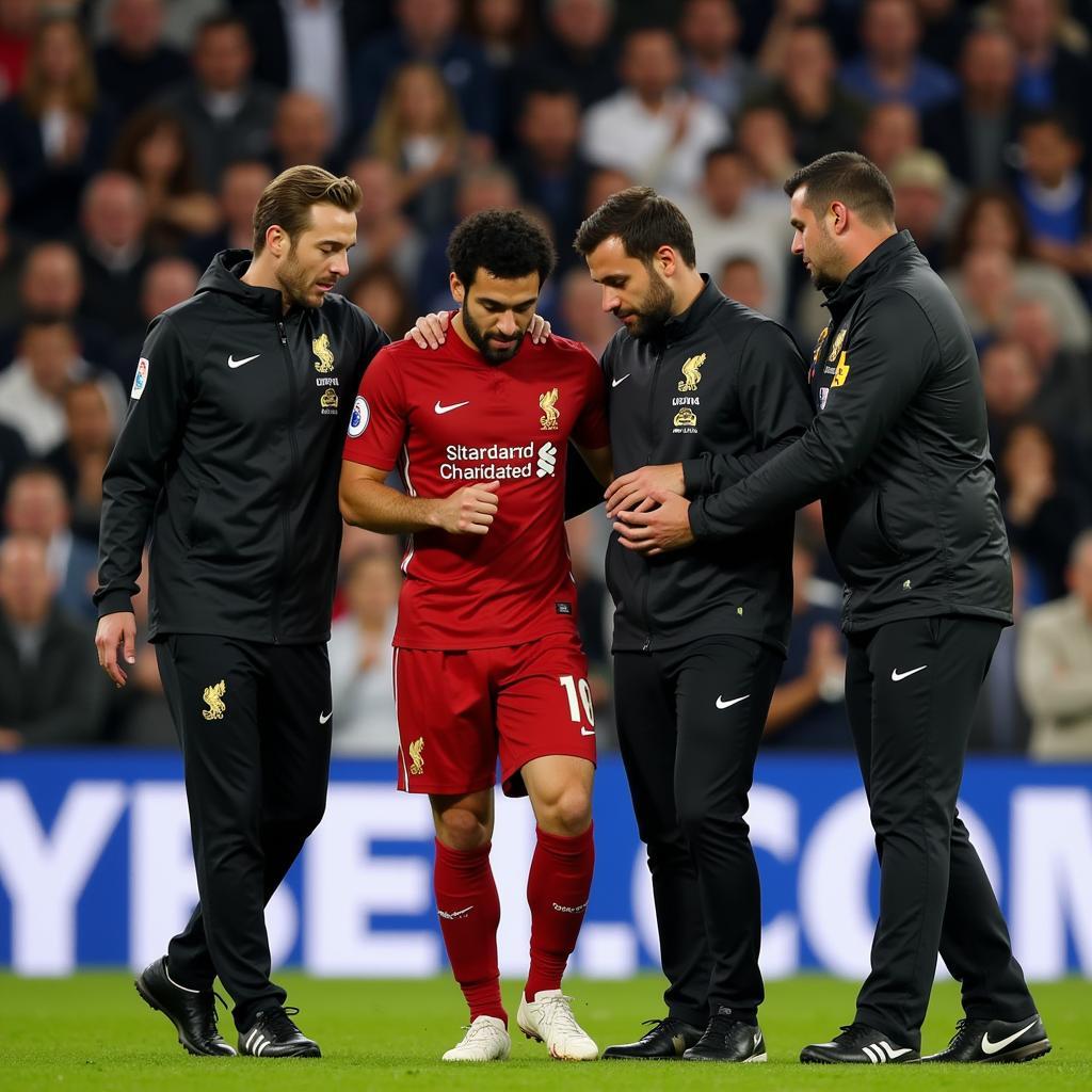 Mohamed Salah rời sân vì chấn thương trong trận chung kết C1 27/05/2018