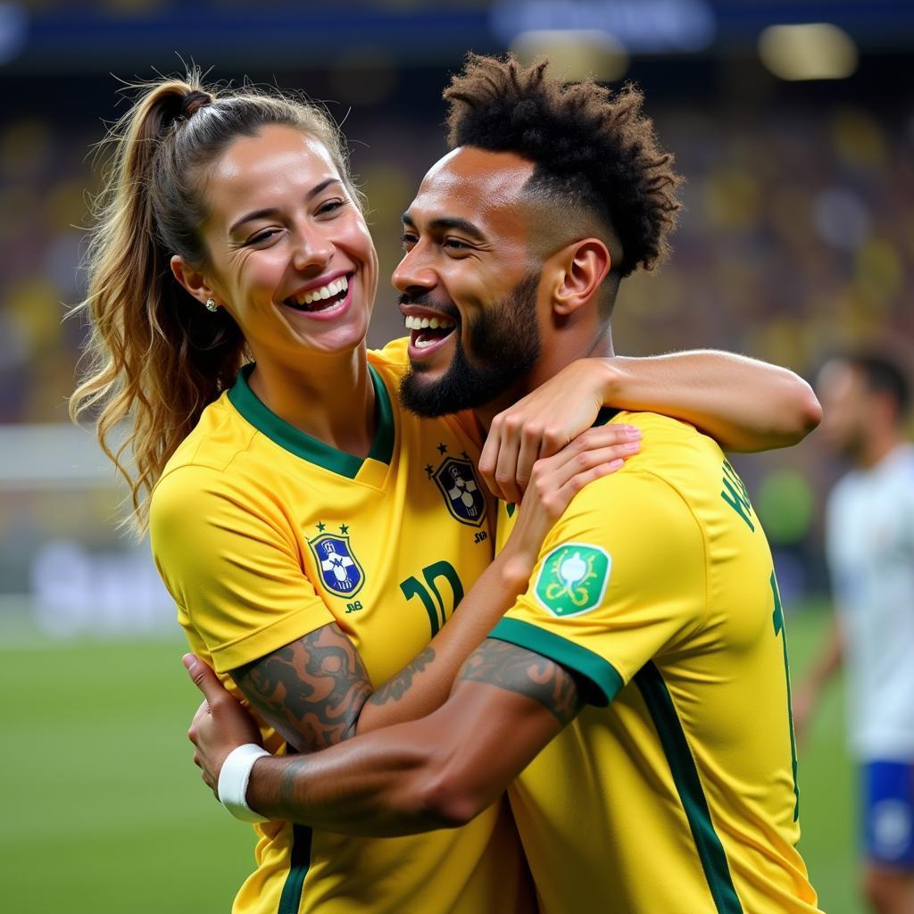 Hình ảnh Nadine Gonçalves ăn mừng cùng Neymar Jr.