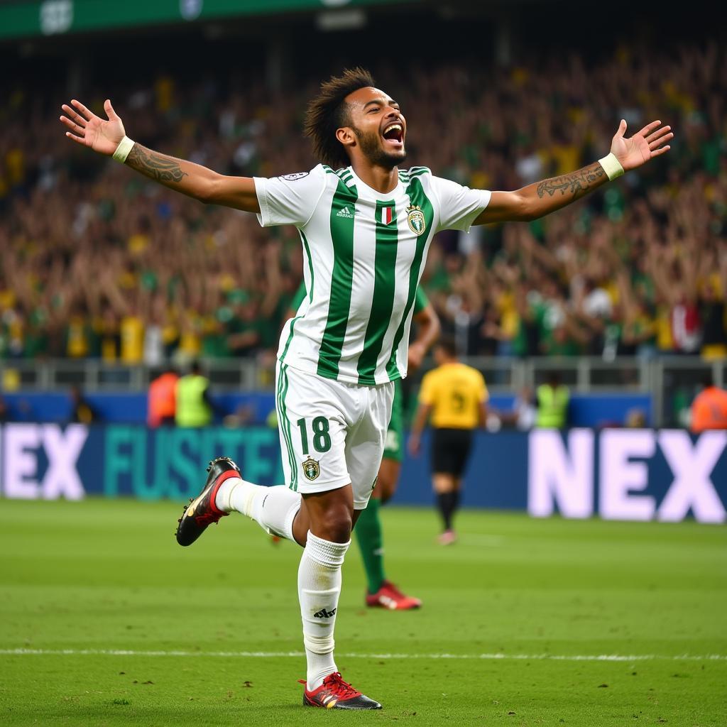 Neymar Jr. celebrating a goal for Santos FC