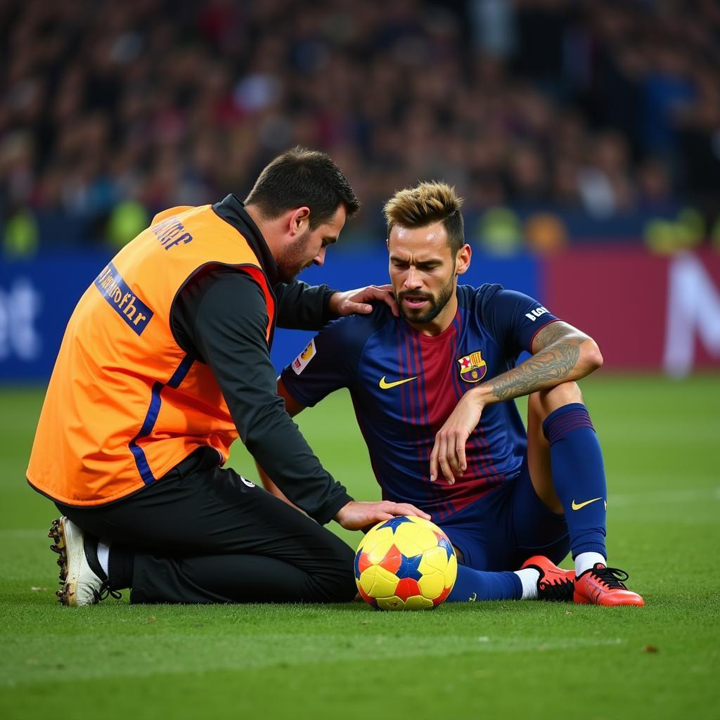 Neymar injured during a Champions League match