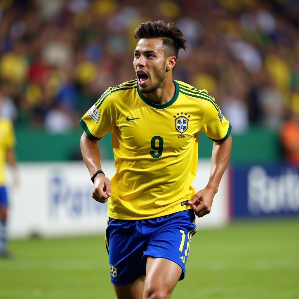 Neymar celebrating a goal during the 2010 Campeonato Paulista