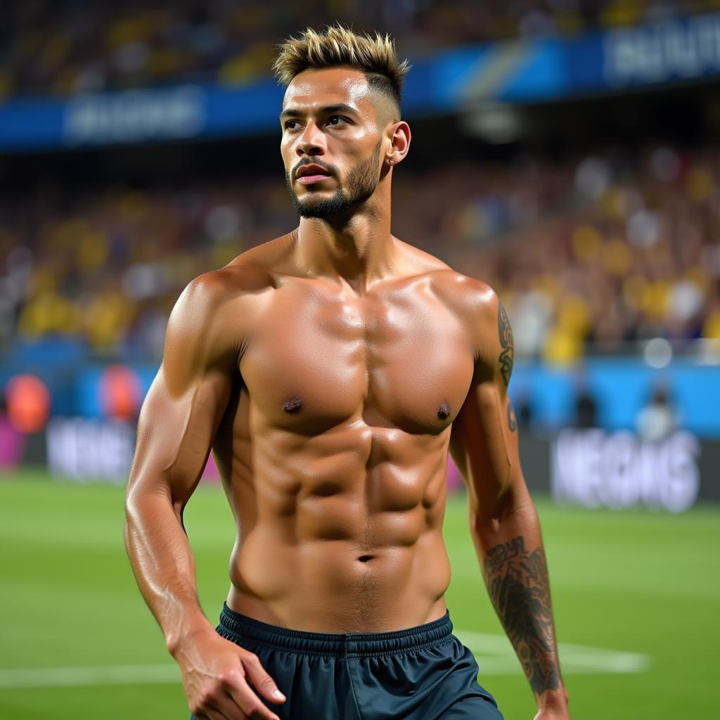 Neymar khoe cơ bụng 6 múi tại World Cup 2018