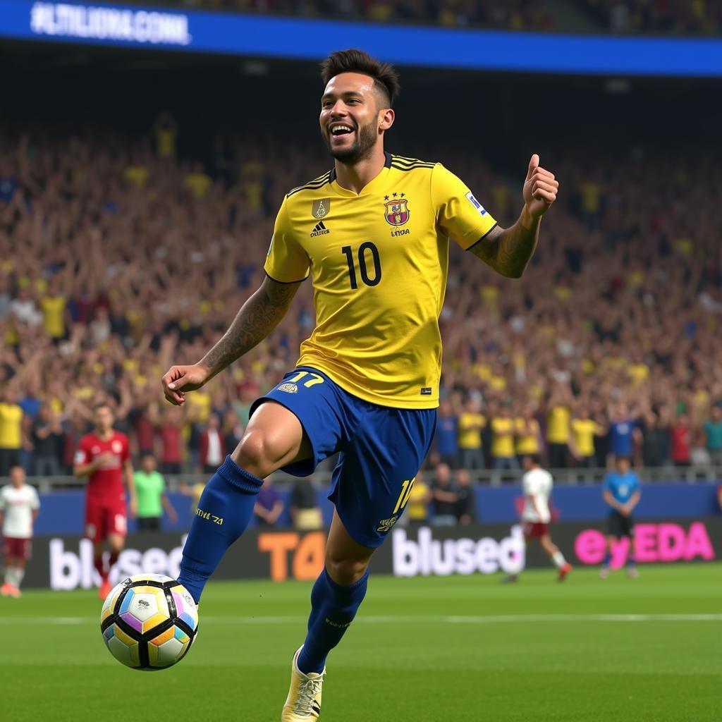 Neymar ăn mừng bàn thắng trong FIFA 18