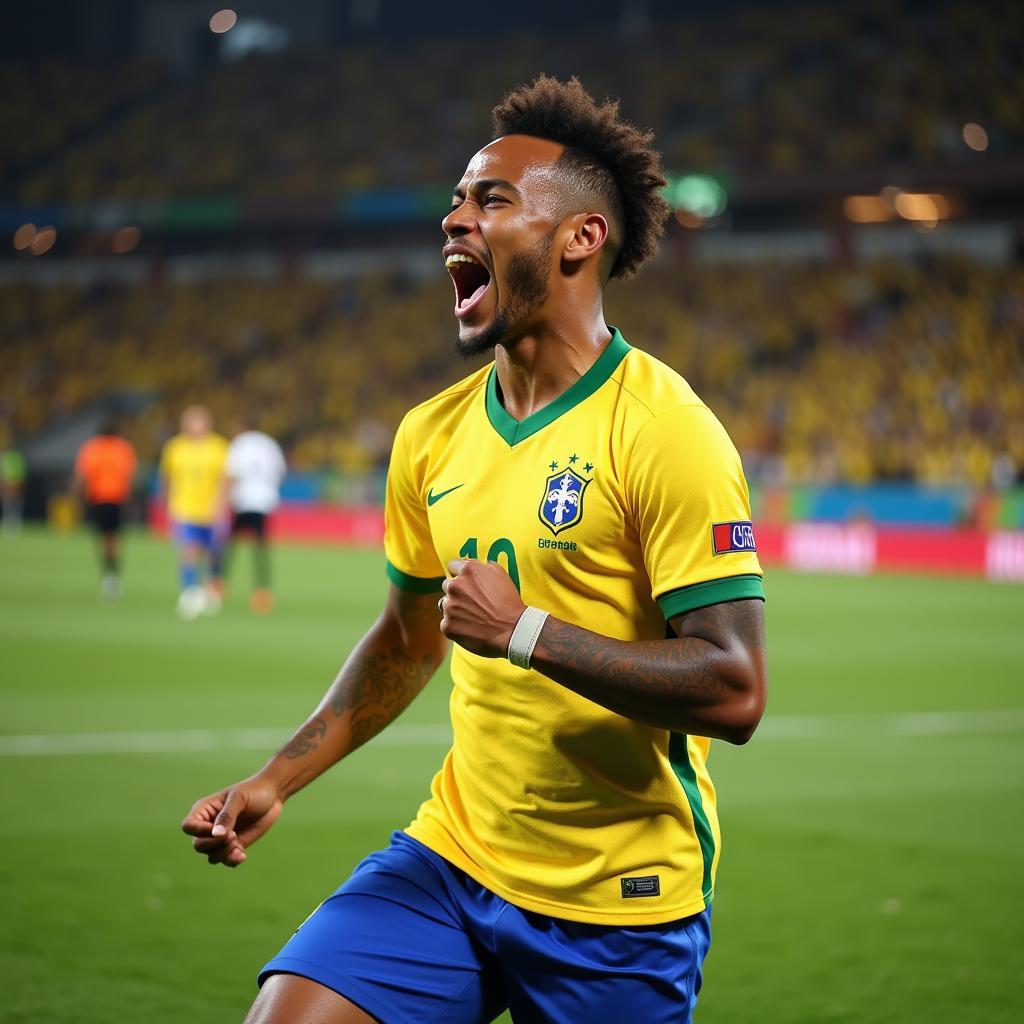 Neymar Jr ăn mừng chiến thắng tại Olympic Rio 2016