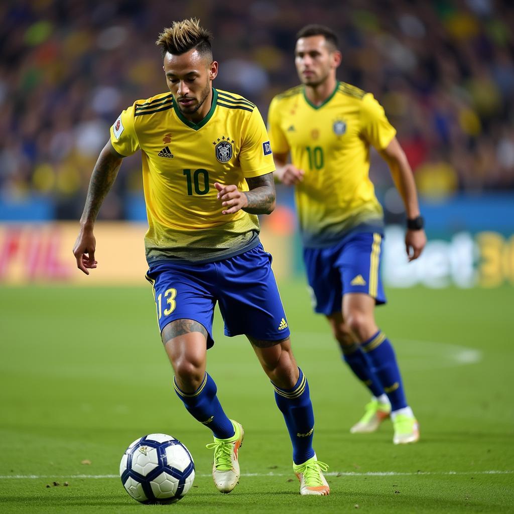 Neymar thể hiện kỹ thuật điêu luyện với trái bóng