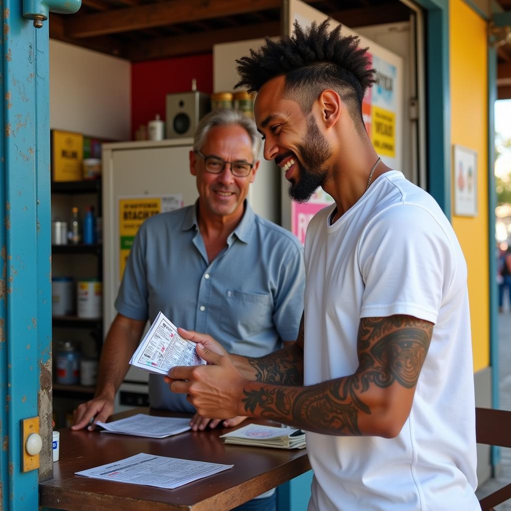 Neymar mua vé xổ số