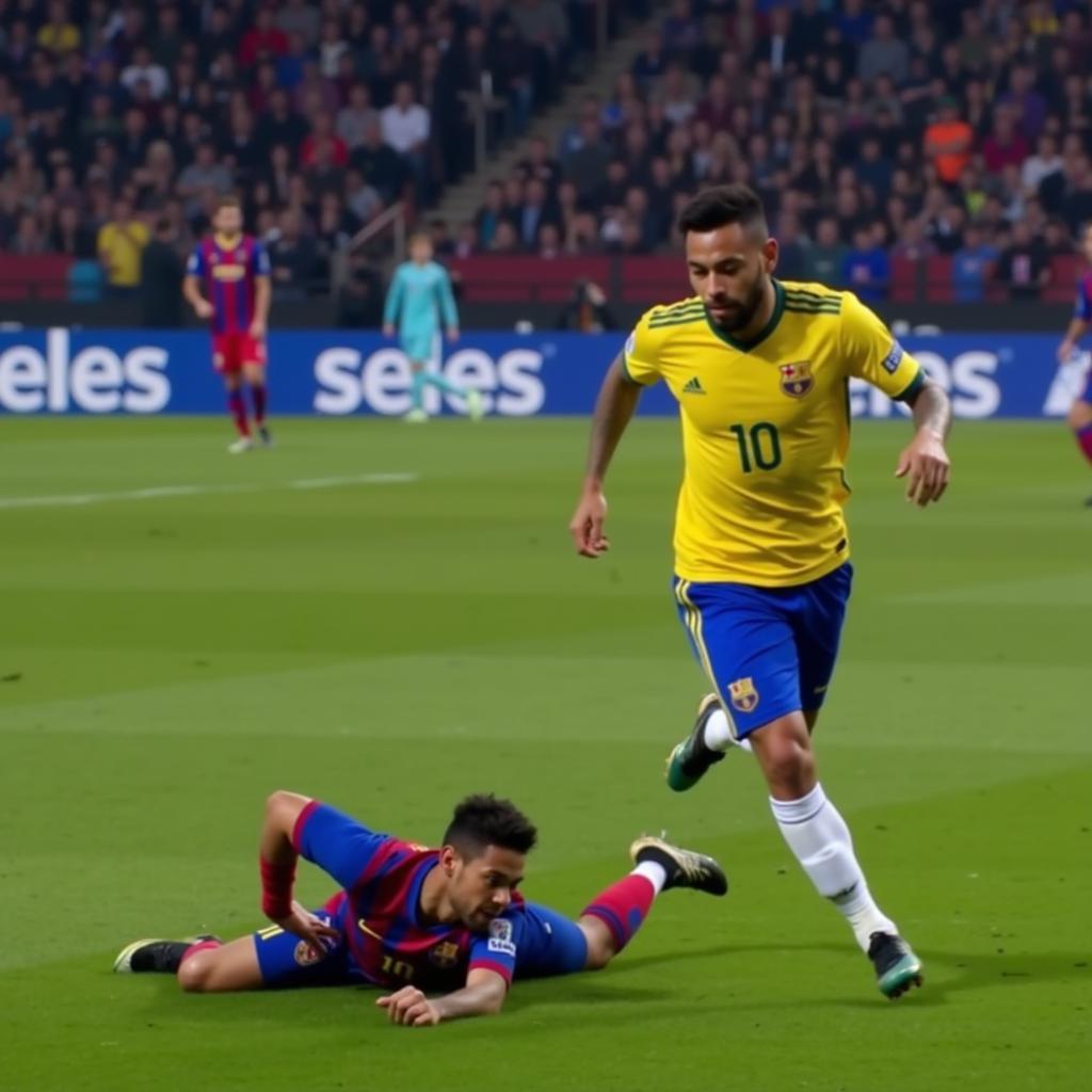 Neymar Ngã Trên Sân Cỏ