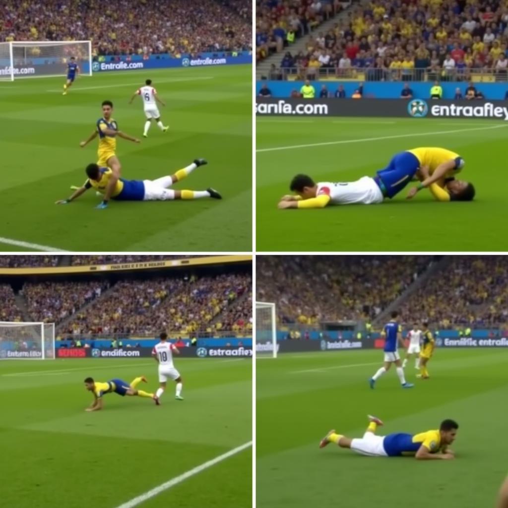 Neymar ngã trên sân World Cup 2018