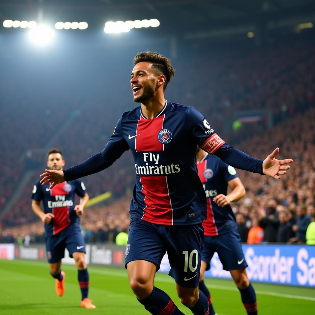 Neymar celebrating a goal for PSG