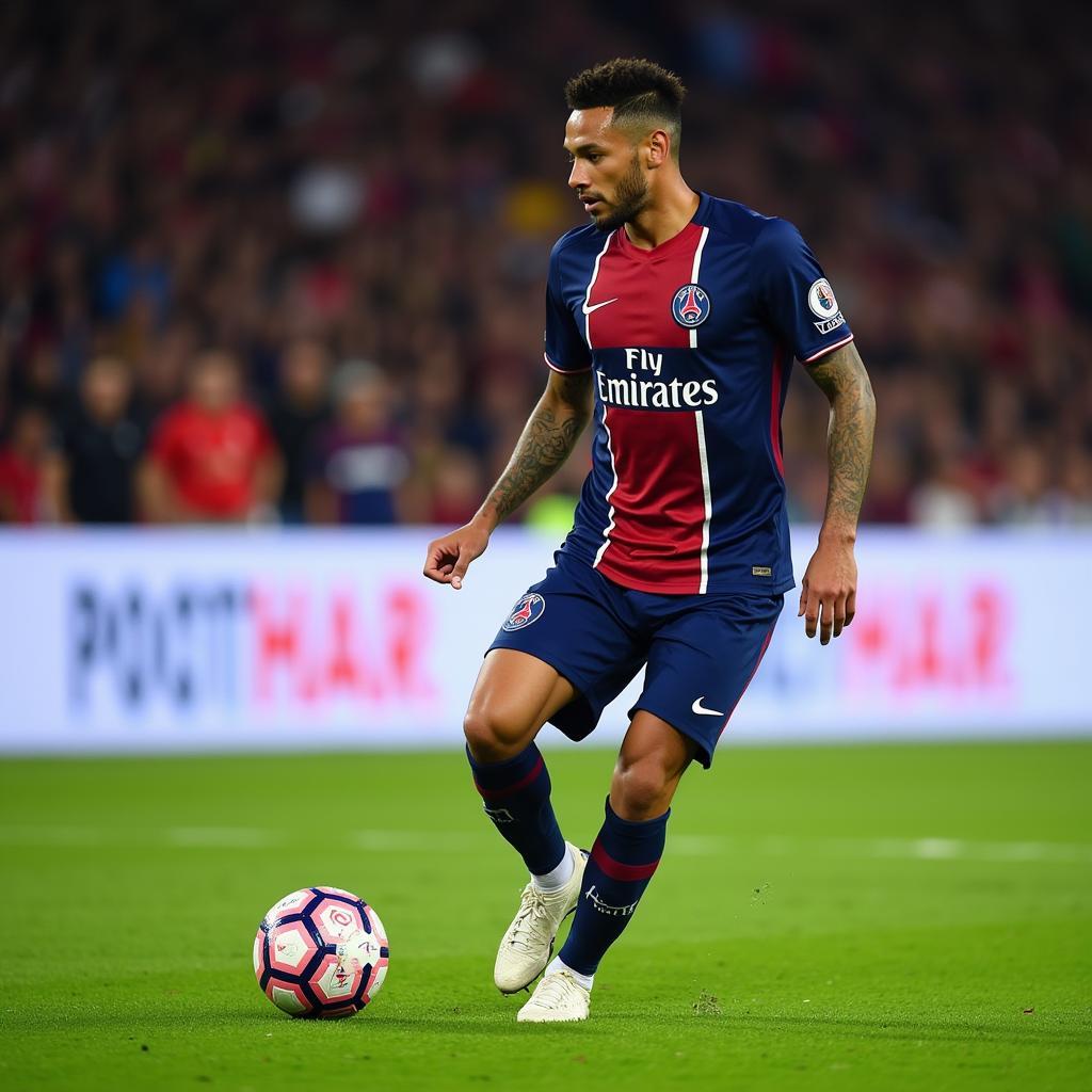 Neymar thể hiện kỹ thuật đi bóng tại PSG