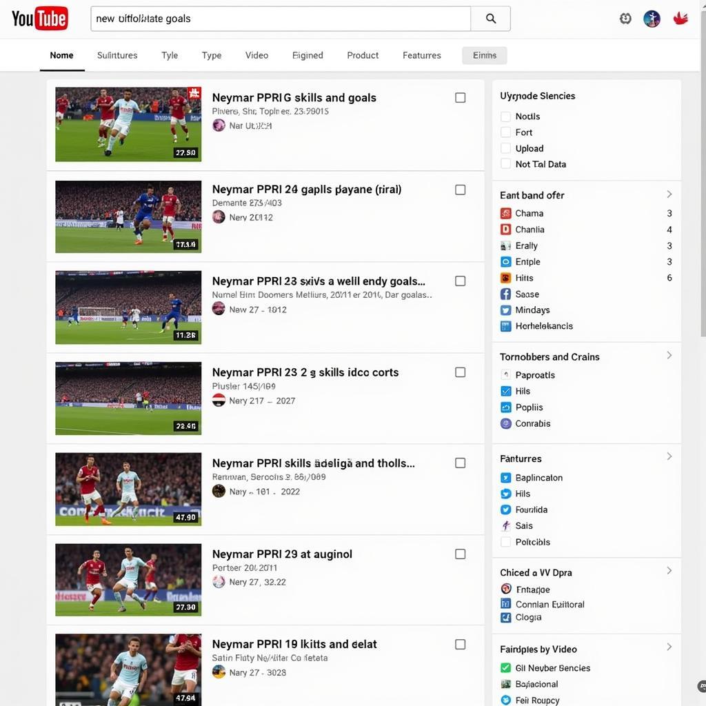 Neymar PSG YouTube tìm kiếm