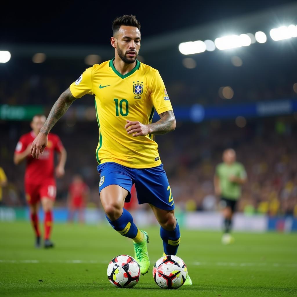 Neymar Rê Dắt Bóng Lắt Léo