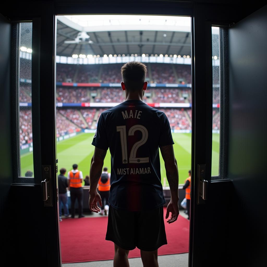 Neymar rời PSG chính thức - Hình ảnh ghi lại khoảnh khắc Neymar rời sân vận động PSG, ánh mắt đượm buồn hướng về phía khán đài