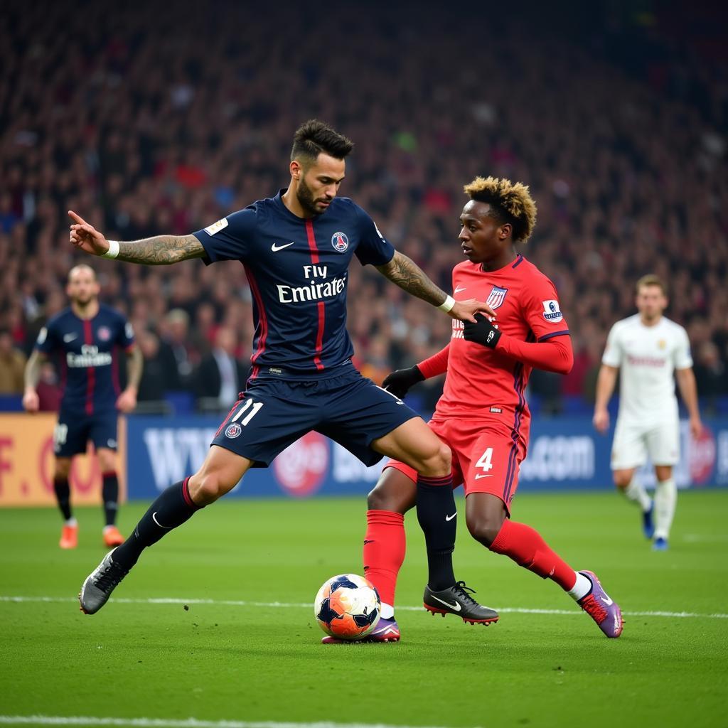 Neymar sút phạt trong trận đấu PSG vs Dijon