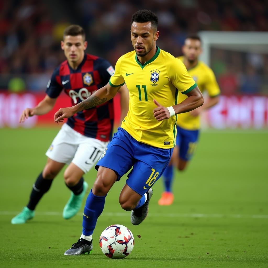 Neymar trong màu áo Brazil