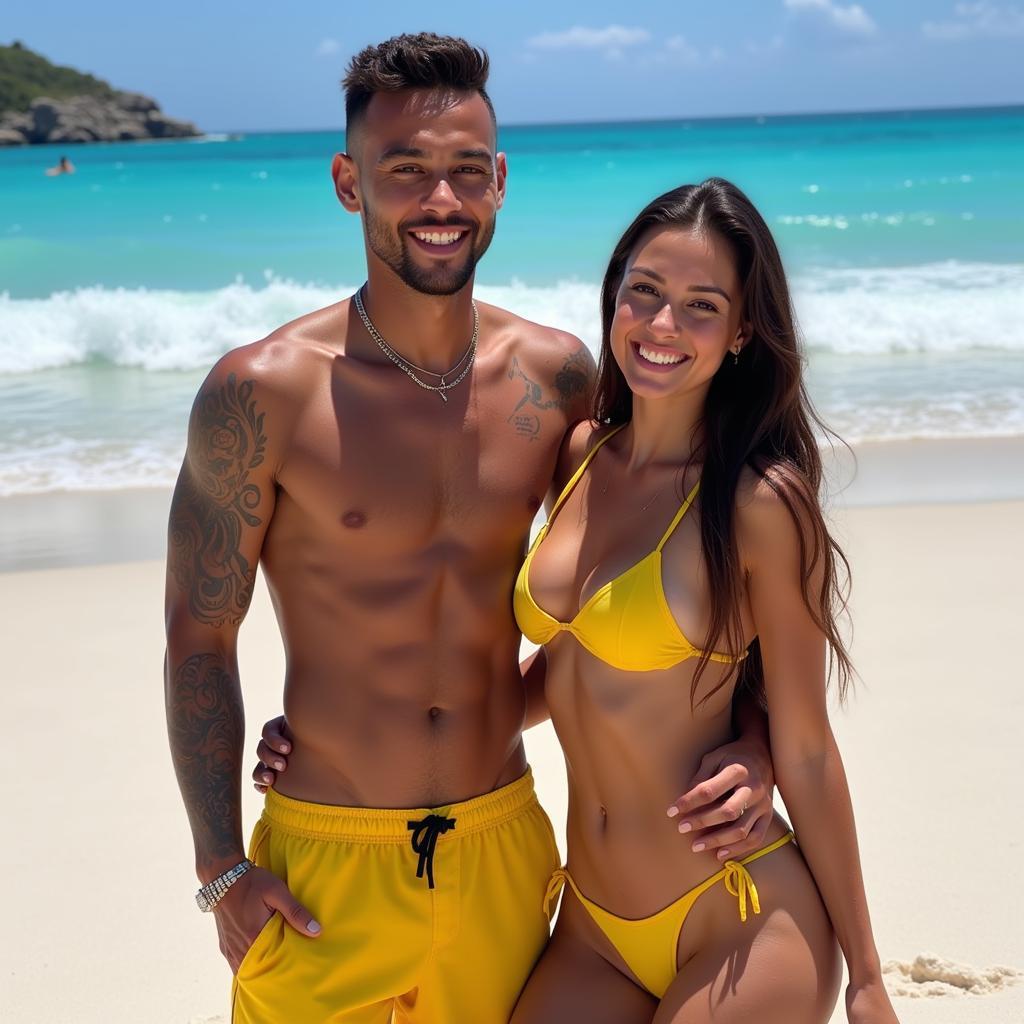 Neymar và bạn gái trên biển