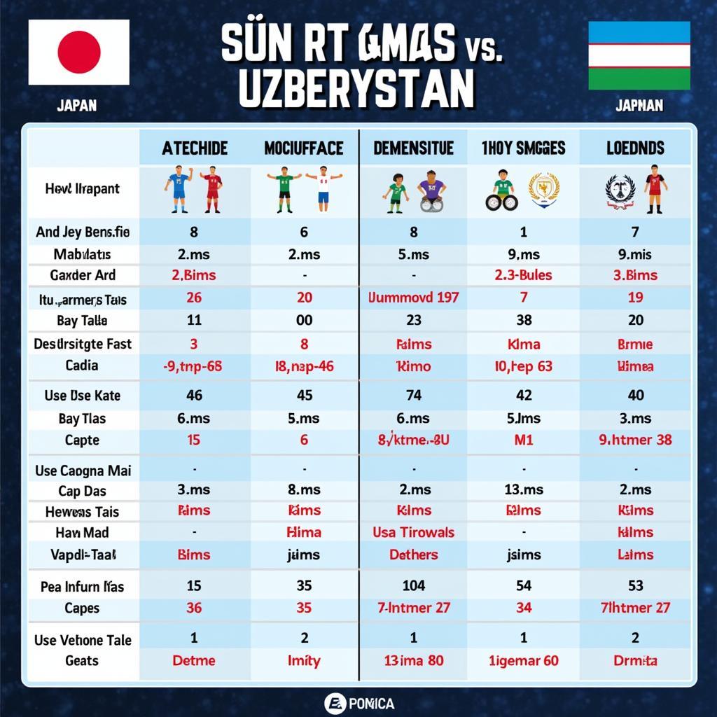 So sánh sức mạnh Japan và Uzbekistan trước trận đấu