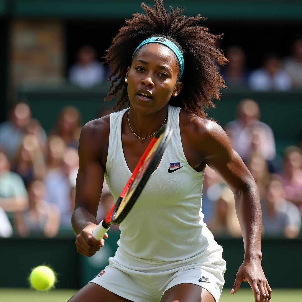 Tay vợt tennis nữ trẻ triển vọng Coco Gauff trên sân đấu