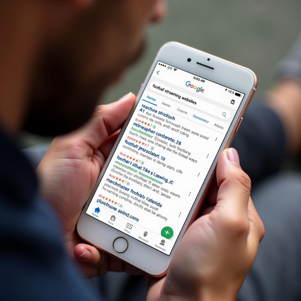 Tìm kiếm web xem bóng đá trên điện thoại