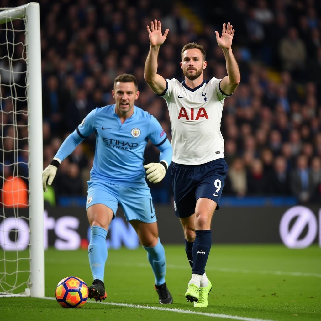 Kane ghi bàn cho Tottenham trong trận gặp Man City