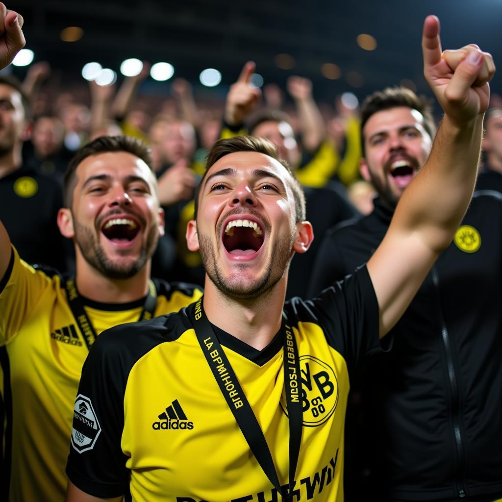 Cổ động viên Dortmund ăn mừng bàn thắng