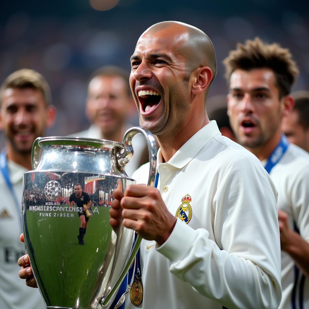 Zidane ăn mừng danh hiệu Champions League