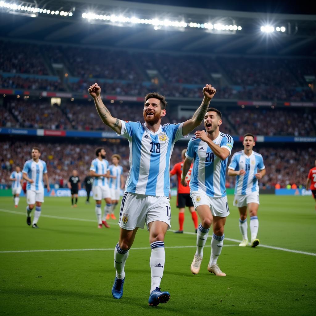 Messi ăn mừng bàn thắng cho Argentina