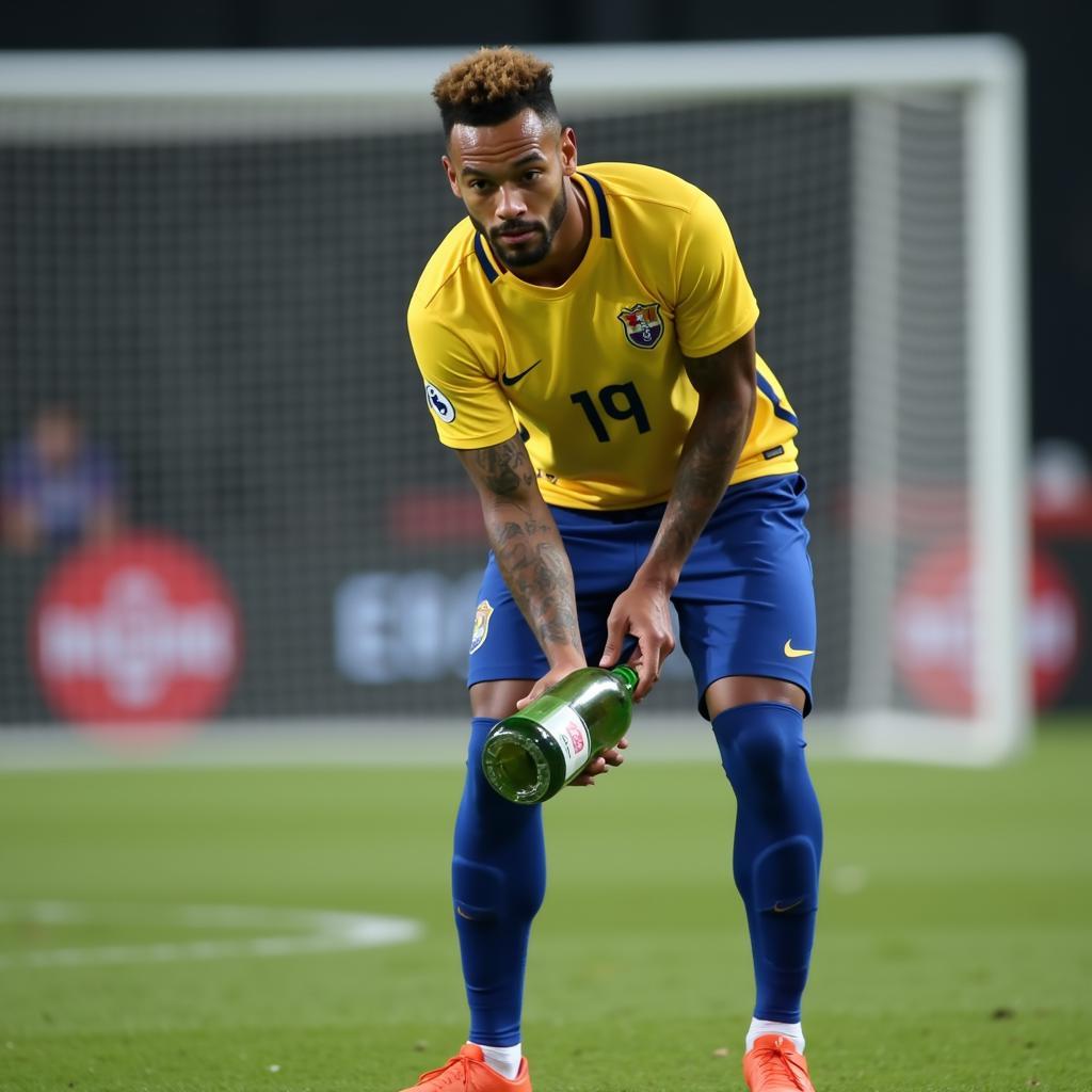 Neymar thất bại trong thử thách tung chai nước