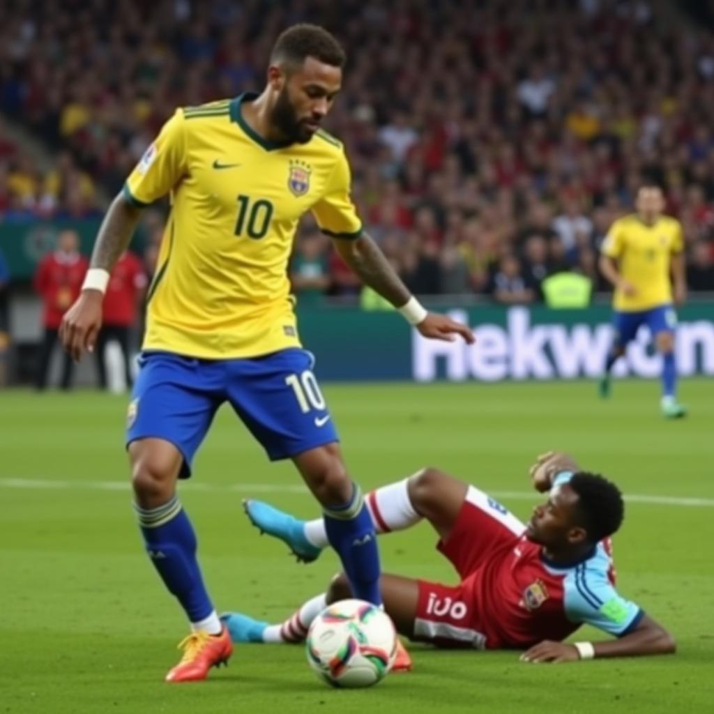 Neymar khiến Hamari Traore ngã dúi dụi