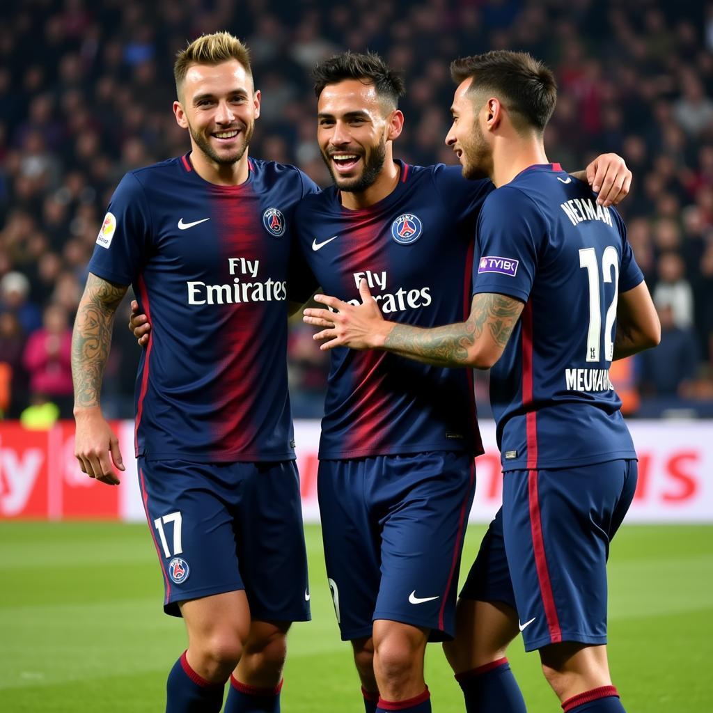 Neymar ăn mừng chiến thắng cùng PSG