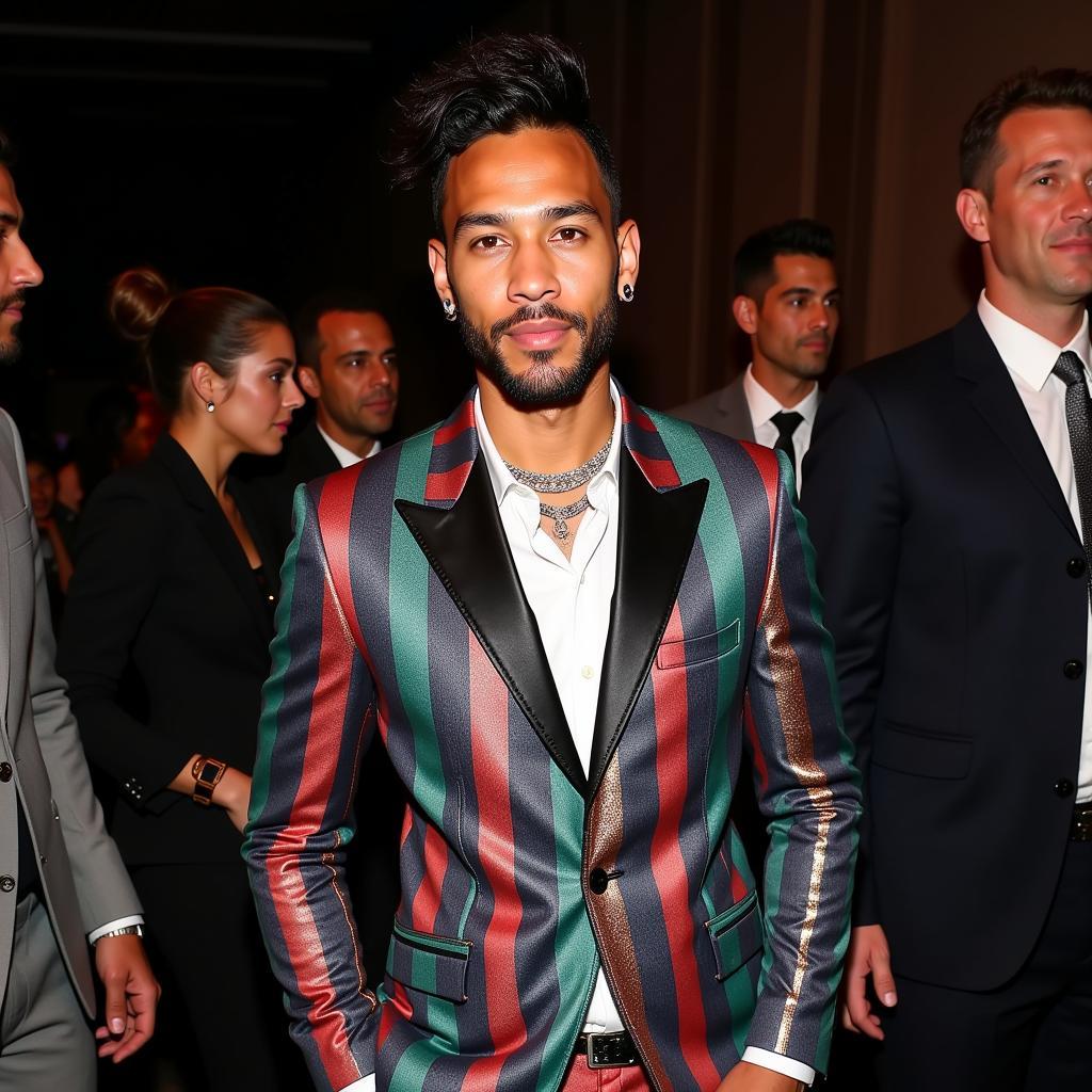 Neymar trong bộ suit phá cách