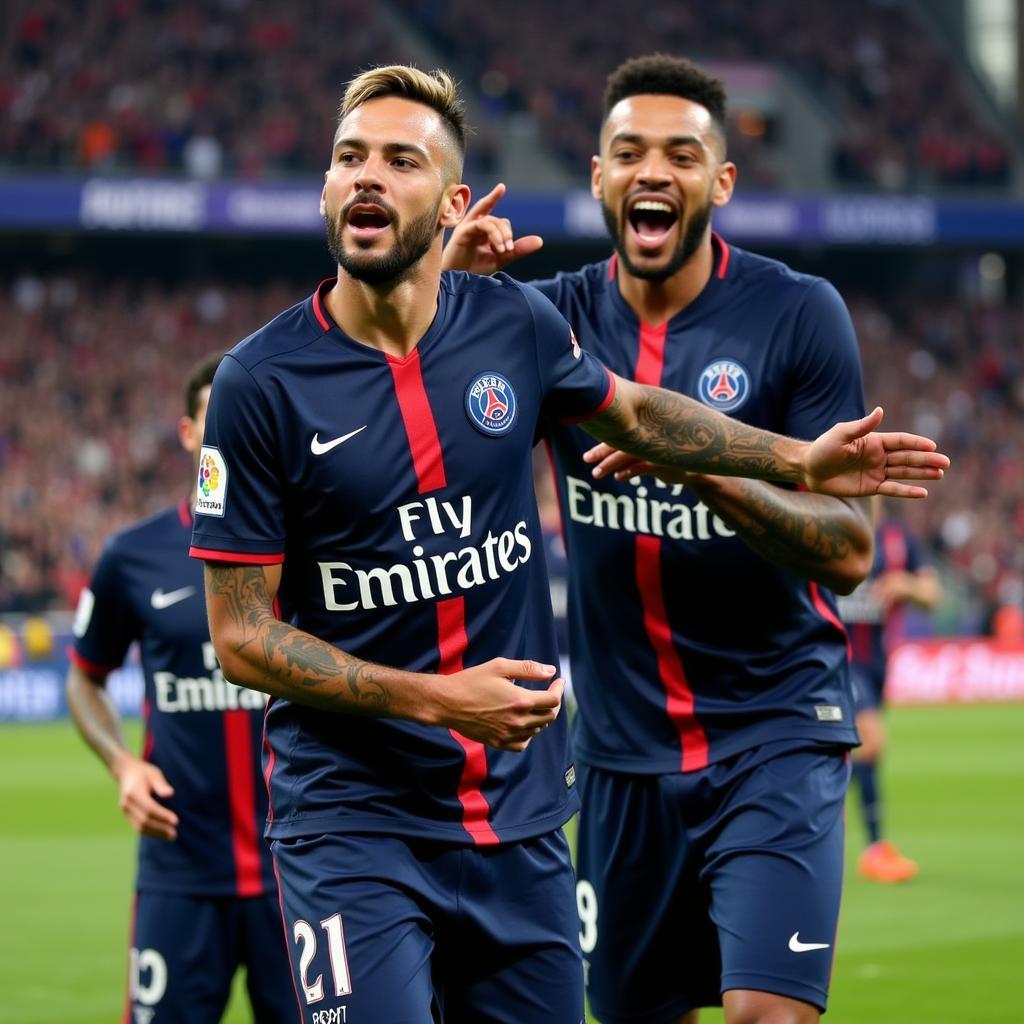 Neymar thi đấu trong màu áo PSG