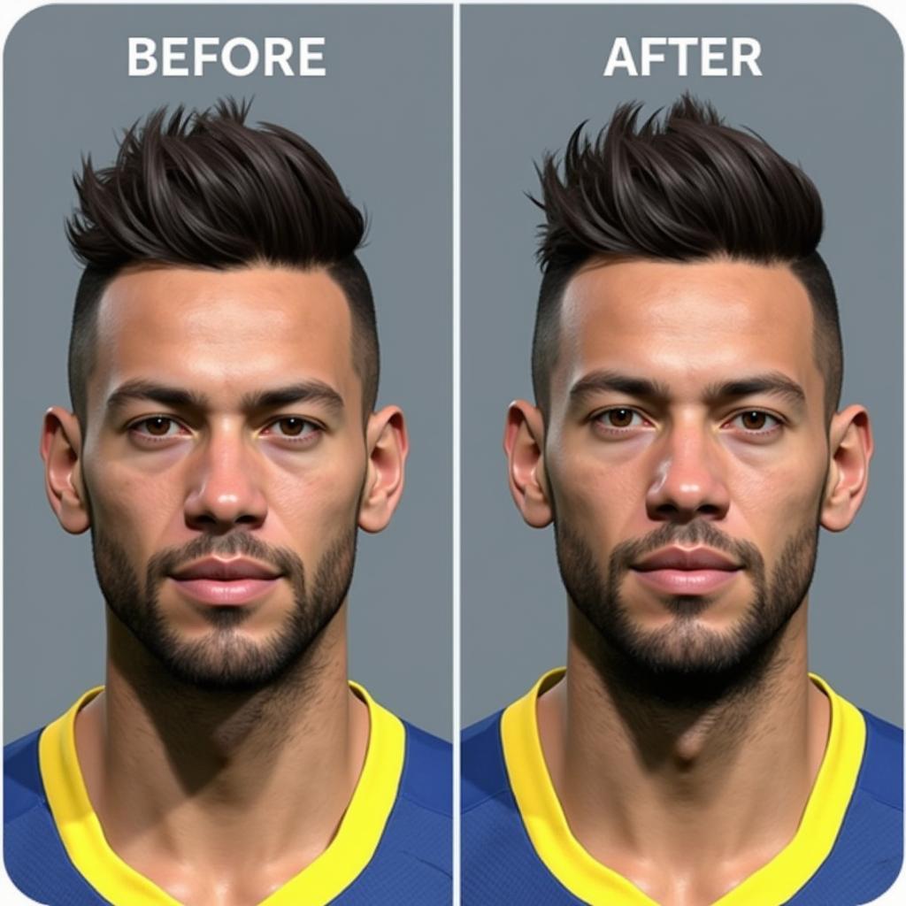 So sánh khuôn mặt Neymar trong PES 2017 trước và sau khi update 2018