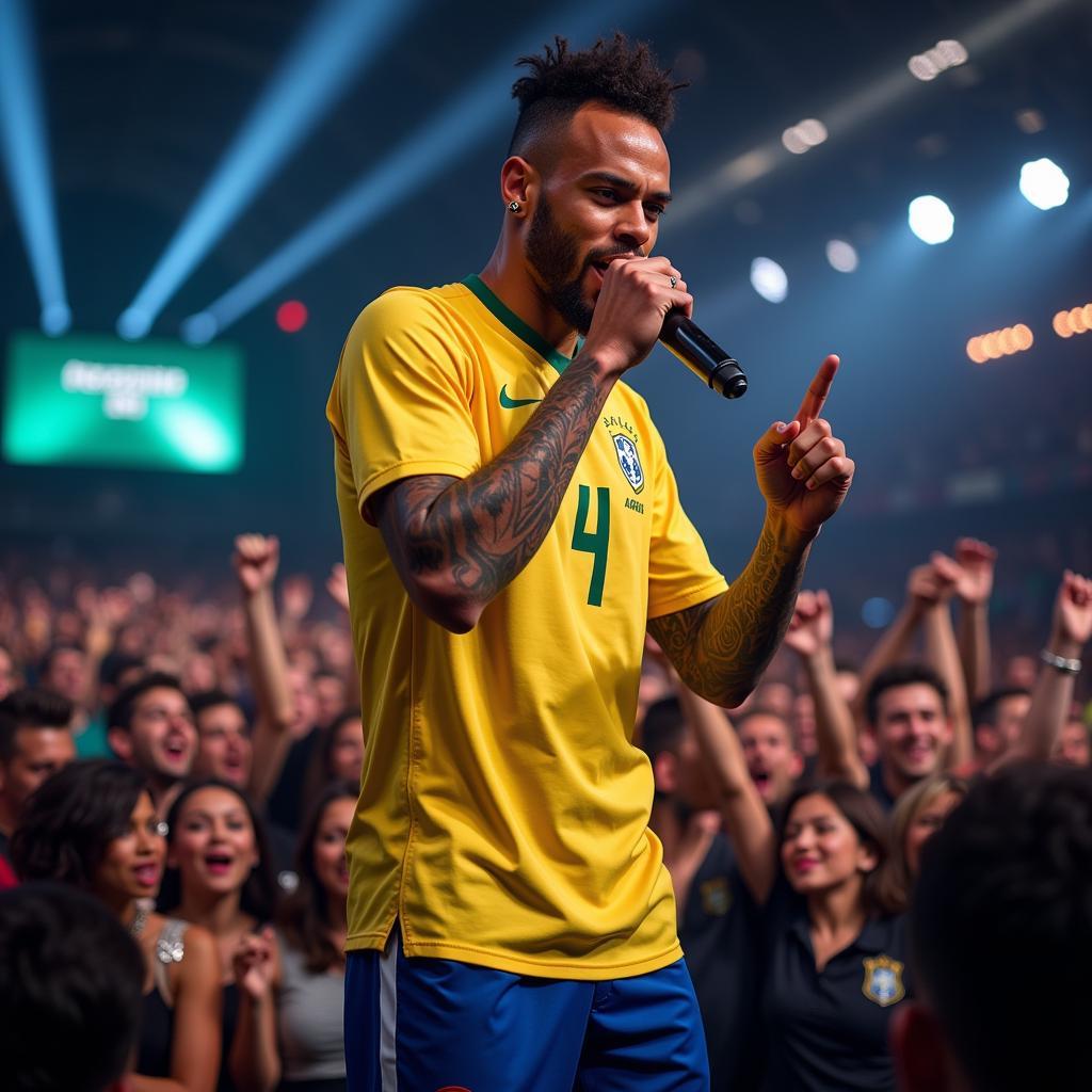 Neymar thể hiện phong cách rap sôi động